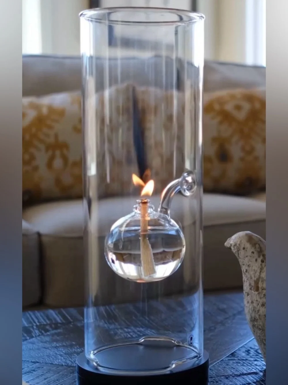Wolfard 9” Classic Hand-Blown Glass Oil Lamp with wick USA